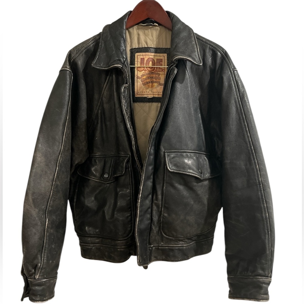 JOE - Joseph Abboud- Black Heavyweight Leather Jkt. YKK Zipper enclosed; Large